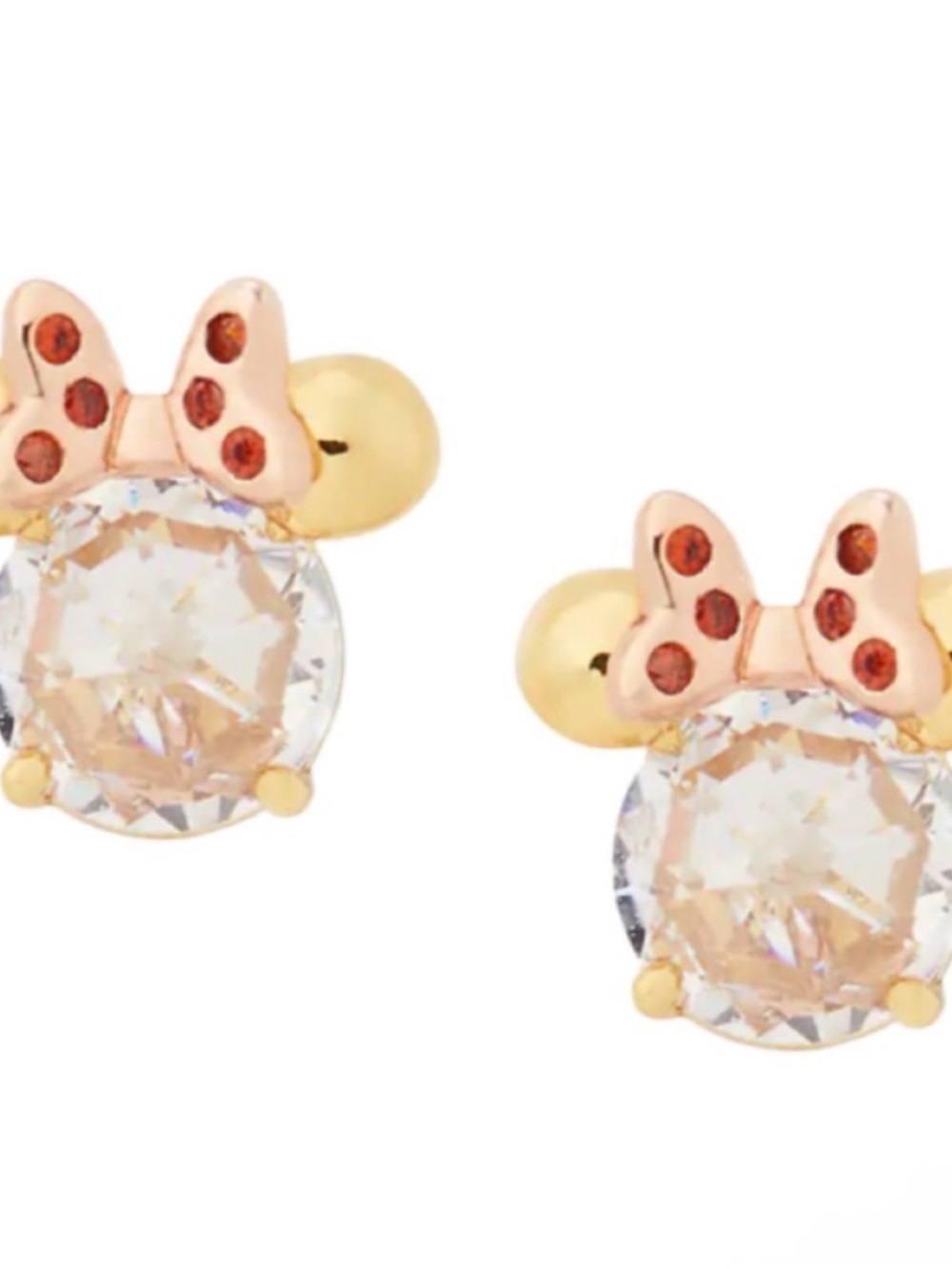 Kate Spade x Disney Kids Gold-Tone Bow Crystal Stud Earrings - Pink Bow
